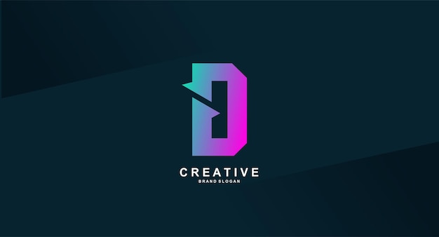 Free vector creative logo with a letter d on a blue background