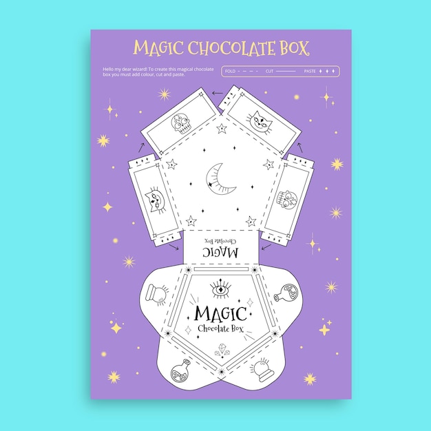 Free vector creative magic chocolate box worksheet
