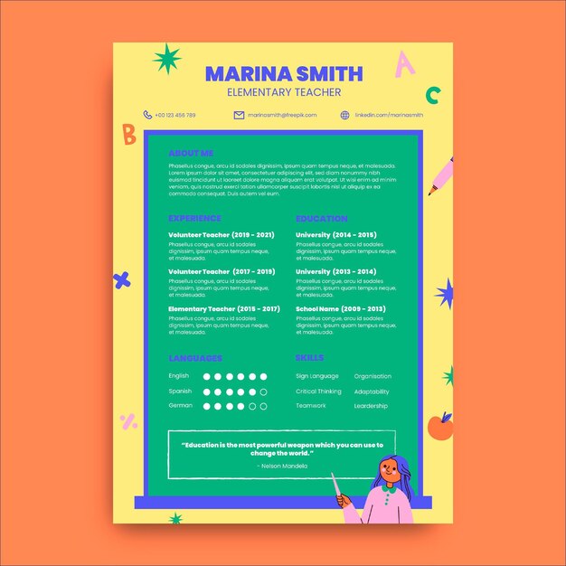 Creative marina elementary teacher resume