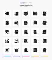 Free vector creative medical services 25 glyph solid black icon pack such as doctor medical hospital website report healthcare