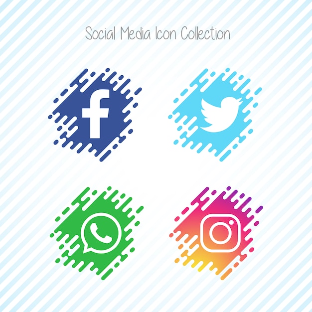 Creative memphis social media icon set