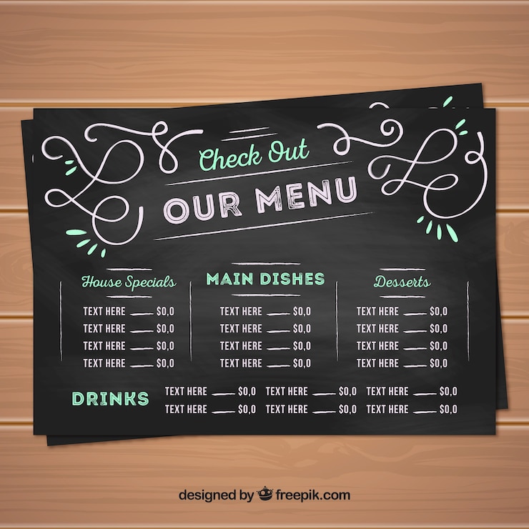 Free Vector creative menu design in chalkboard style