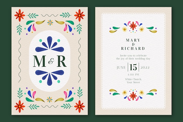 Free vector creative mexican wedding invitation