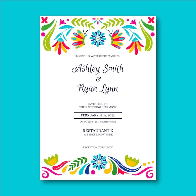 Free vector creative mexican wedding invitation