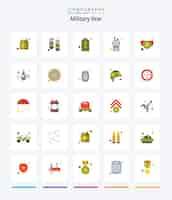 Free vector creative military war 25 flat icon pack such as badge walkie army talkie communication