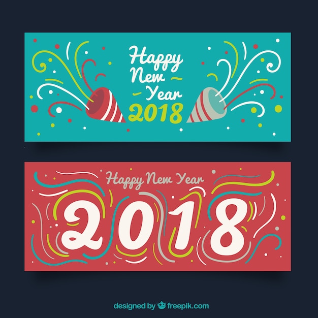Creative modern banners for new year 2018