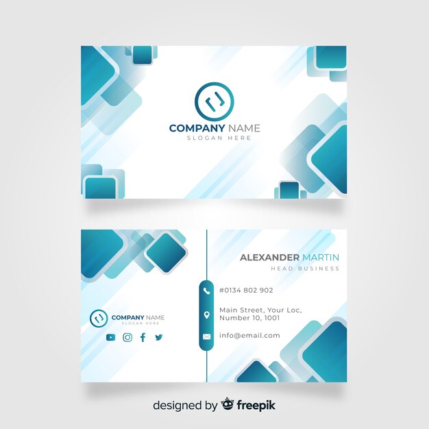 Creative modern business card template with blue shapes