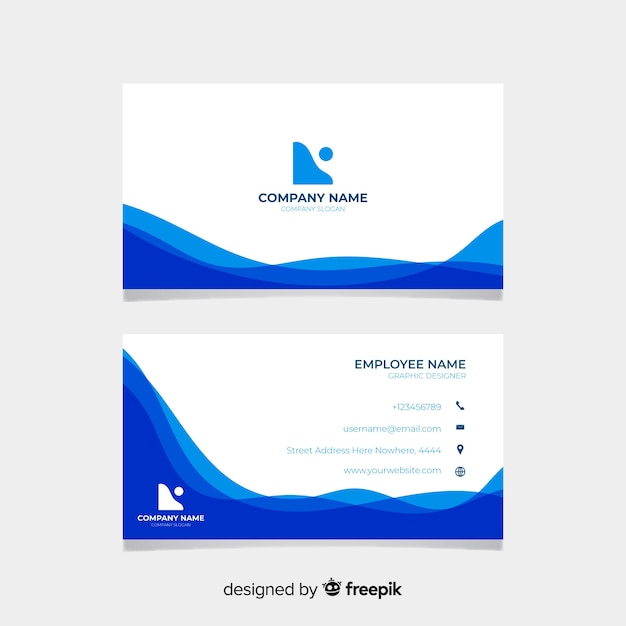 Creative modern business card template with blue waves