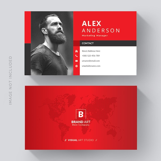 Creative Modern Business Card Template with red details