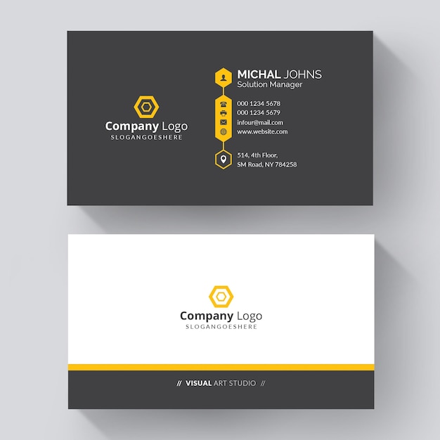 Free vector creative modern business card with yellow details