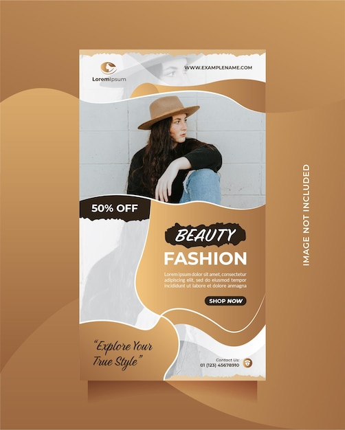 Creative and modern social media story post and banner template for beauty fashion sale promotion