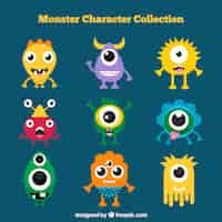 Free vector creative monster set of nine