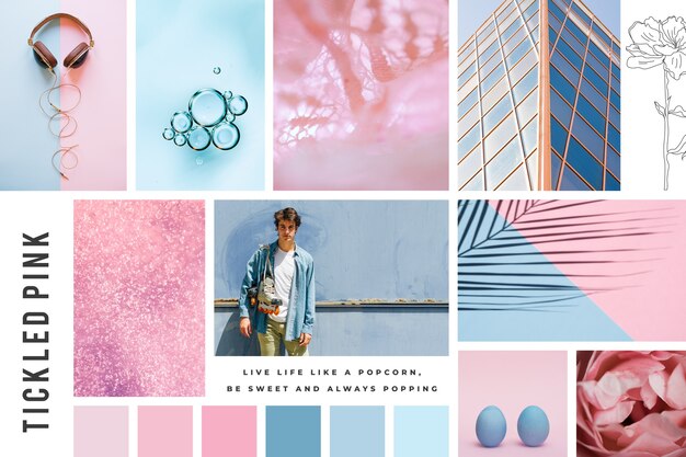 Creative mood board in pastel colors