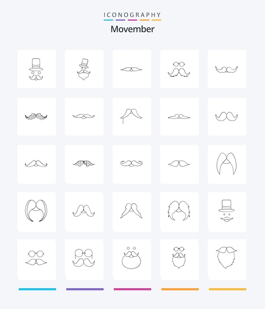 무료 벡터 movember 콧수염 남성 남성 movember와 같은 creative movember 25 개요 아이콘 팩