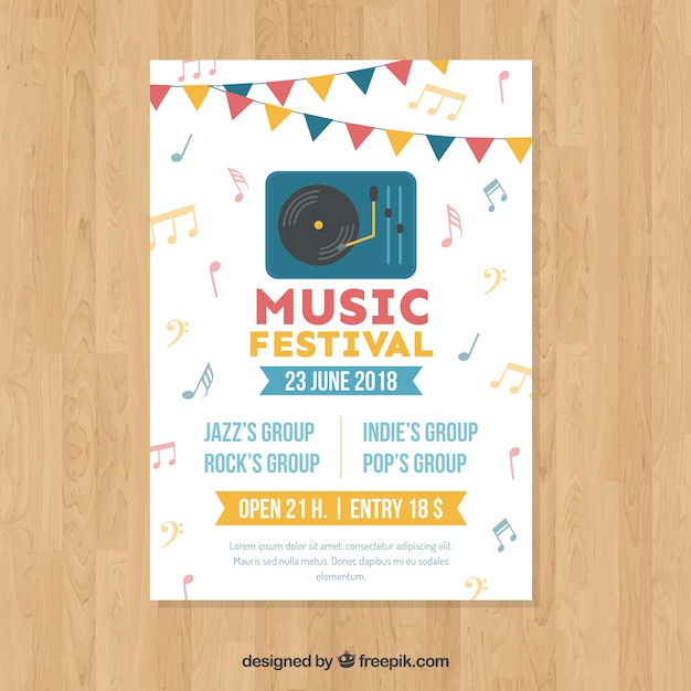 Free vector creative music festival flyer