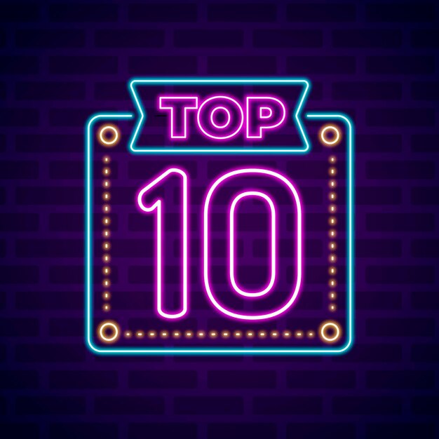 Creative neon top ten sign