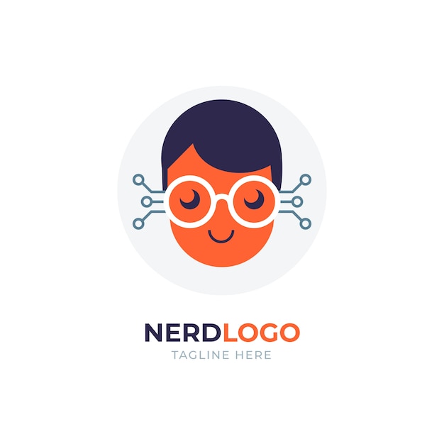 Modello di logo nerd creativo