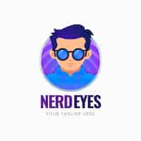 Vettore gratuito modello di logo nerd creativo