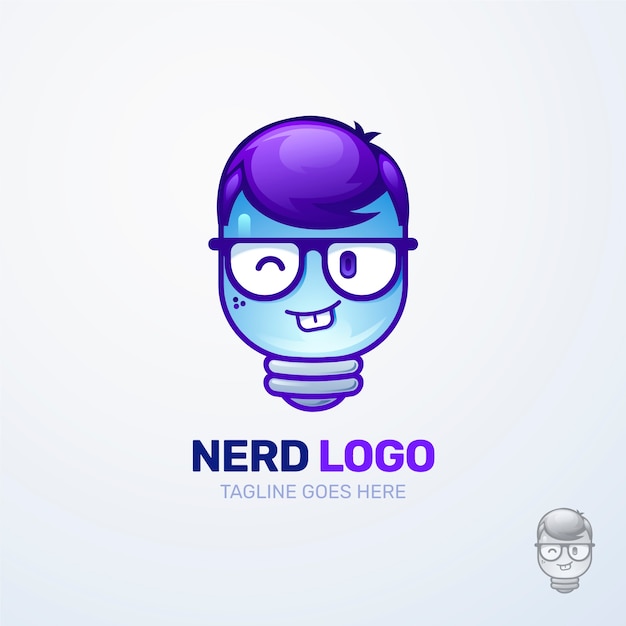 Vettore gratuito modello di logo nerd creativo