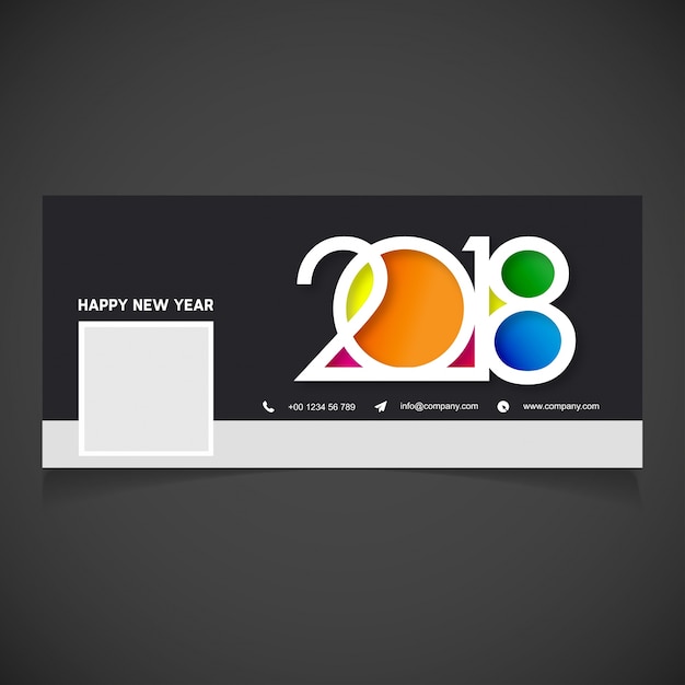 Vettore gratuito nuova copertina facebook di 2018 tipografia creativa bianca piena di colori diversi del 2018