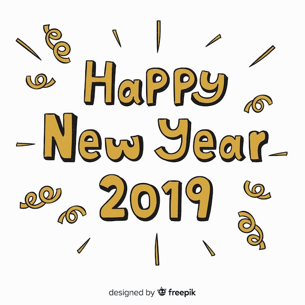 Creative new year 2019 lettering background with golden letters