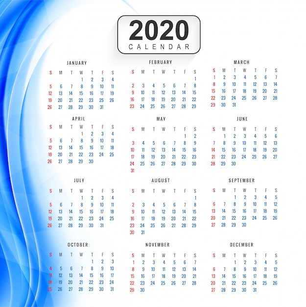 Free vector creative new year colorful calendar 2020 background