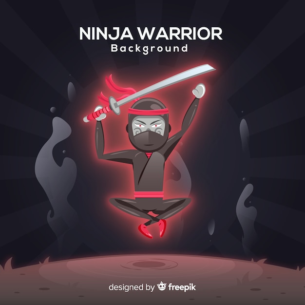 Бесплатное векторное изображение Творческий фон воинов ниндзя