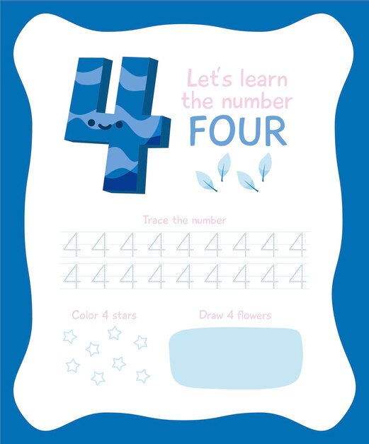 Creative number four worksheet