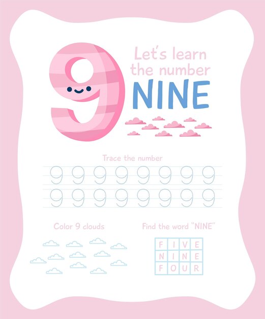 Creative number nine worksheet