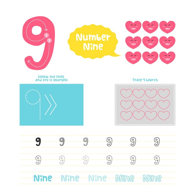 Creative number nine worksheet