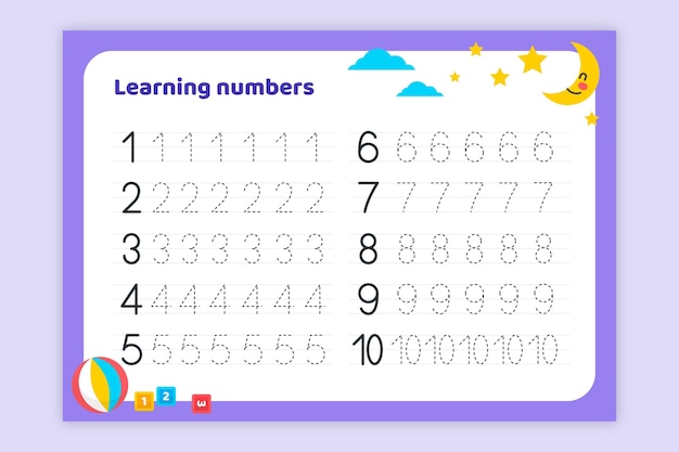 Creative number tracing template