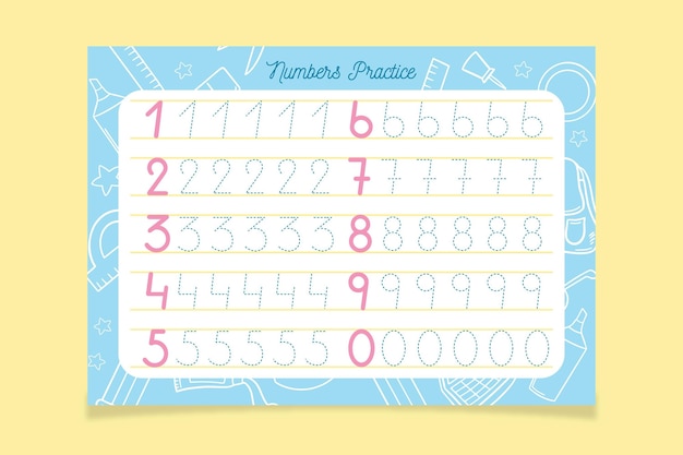 Creative number tracing template