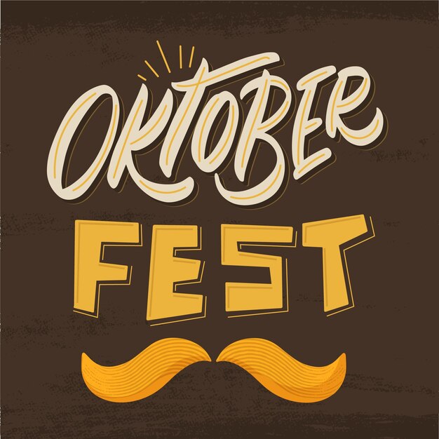 Creative oktoberfest event lettering with mustache illustration