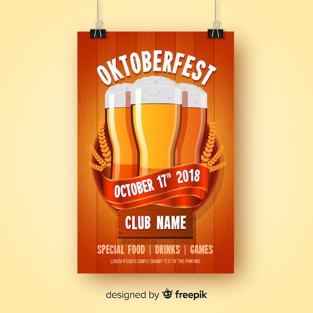 Vettore gratuito modello di volantino oktoberfest creativo