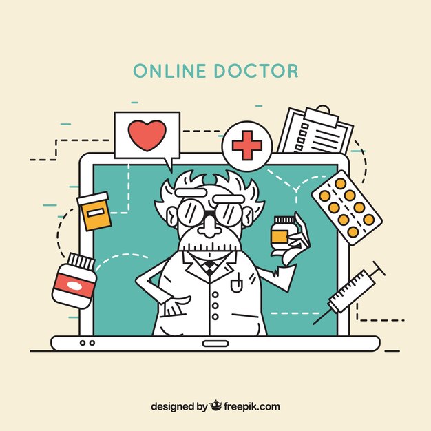 Free Vector creative online doctor design with icons