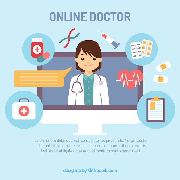 Free vector creative online doctor design