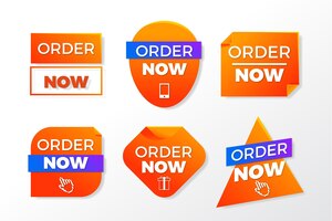 Free vector creative order now labels collection