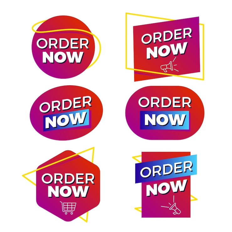 Free Vector creative order now labels pack