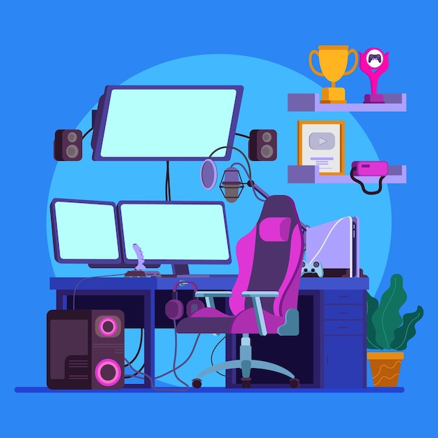 Free vector creative organic flat gamer room