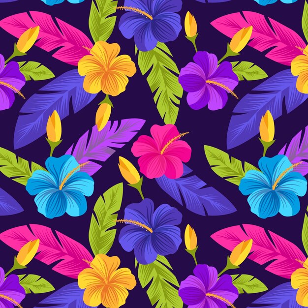 Creative painted tropical floral pattern