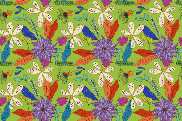 Creative painted tropical floral pattern