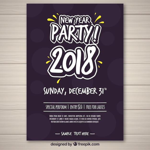 Free vector creative party poster for new year 2018