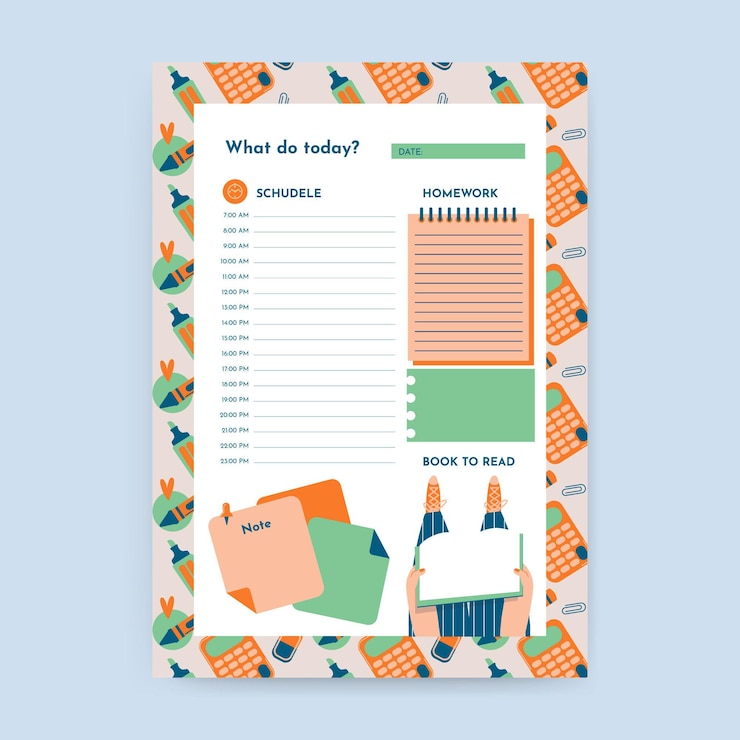 Free Vector creative pattern daily education calendar template