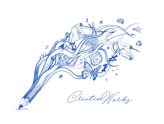 Free Vector | Creative pencil design illustration concept for creative process Free Vector | Creative Pencil Design Illustration Concept For Creative Process