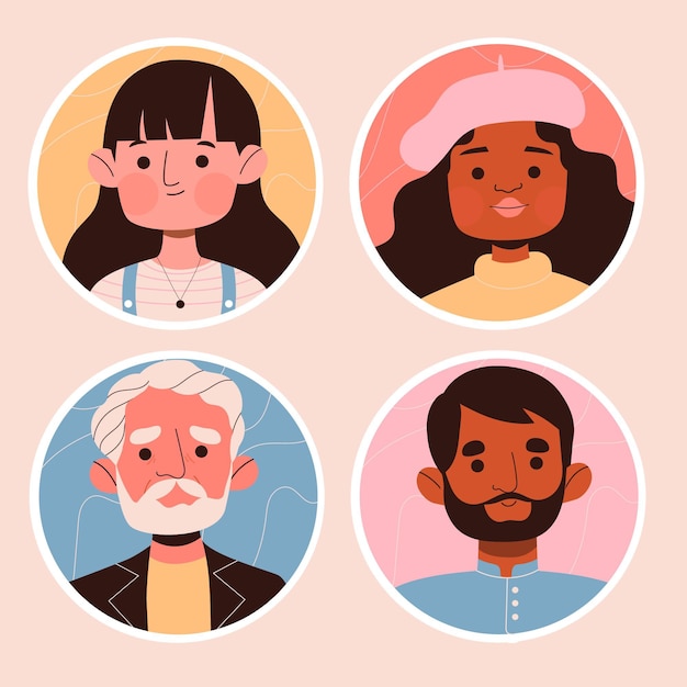 Plagen Verouderd Achternaam Free Vector | Creative people avatar stickers set