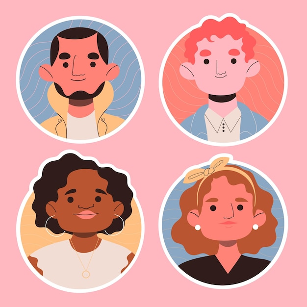 Free vector creative people avatar stickers set