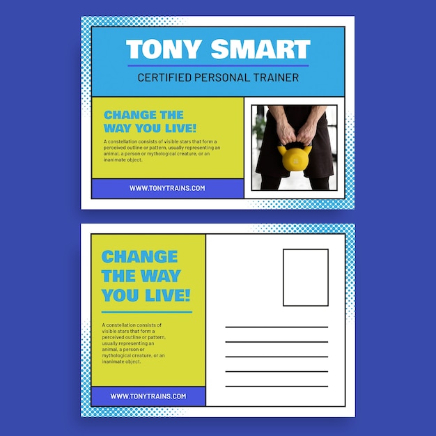 Creative personal trainer postcard