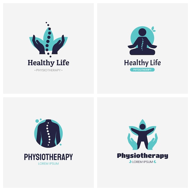 Free vector creative physiotherapy logo set