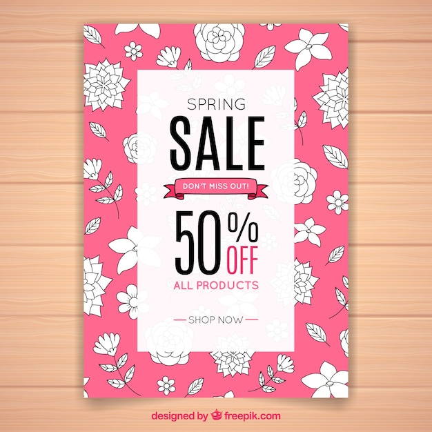 Vettore gratuito modello di manifesto rosa creativo per le vendite di primavera