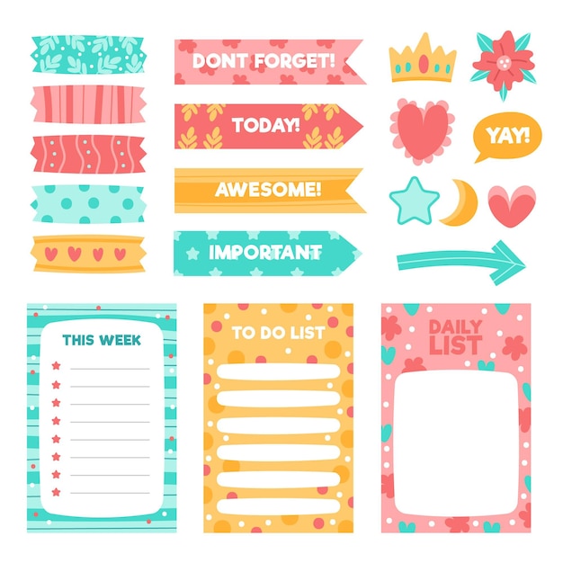 Creative planner scrapbook elements pack